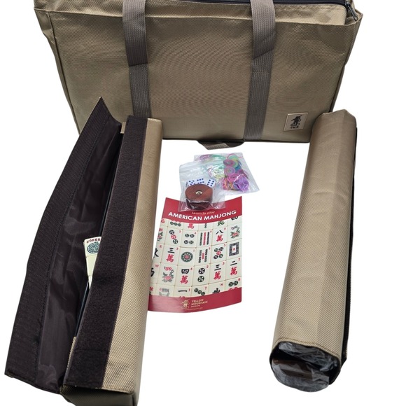 Mahjong Set American Style Mojave Ivory w/ Soft Case Racks Dice Coins Set - Picture 3 of 14